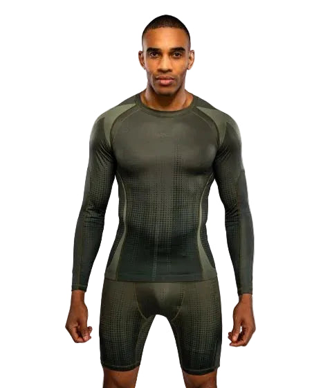 Venum Stealth Long Sleeve Rashguard - Khaki/Dark Green