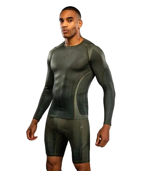 Venum Stealth Long Sleeve Rashguard - Khaki/Dark Green
