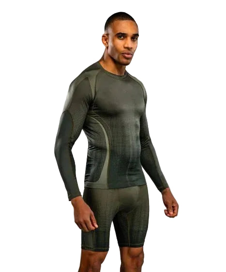 Venum Stealth Long Sleeve Rashguard - Khaki/Dark Green