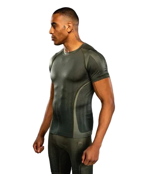 Venum Stealth Short Sleeve Rashguard - Khaki/Dark Green