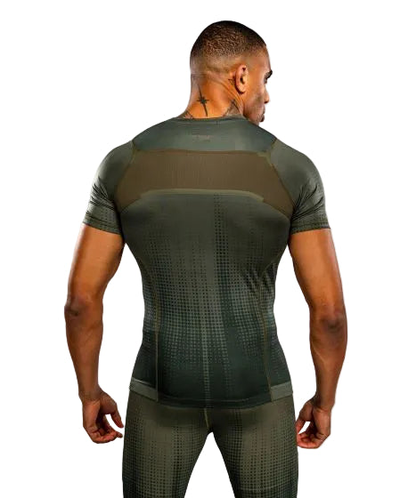 Venum Stealth Short Sleeve Rashguard - Khaki/Dark Green