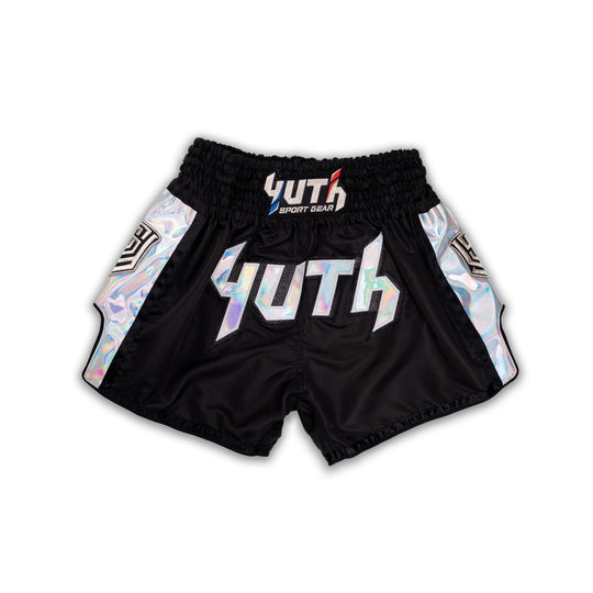 Yuth Hologram Muay Thai Shorts - Black/Silver