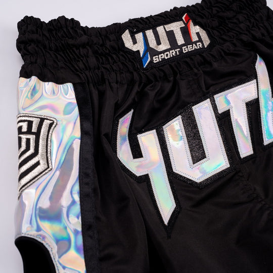 Yuth Hologram Muay Thai Shorts - Black/Silver