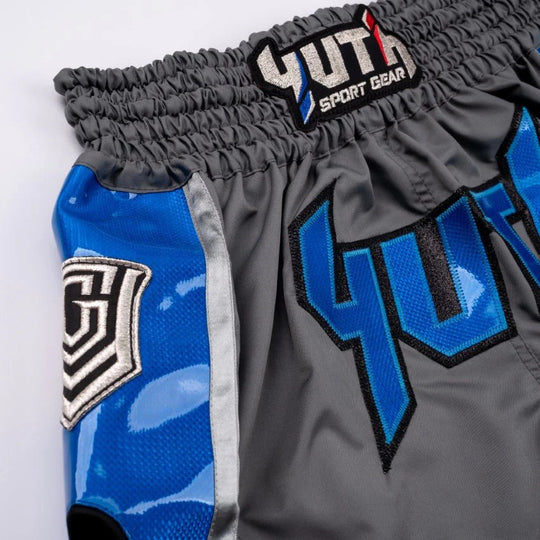 Yuth Hologram Muay Thai Shorts - Grey/Blue