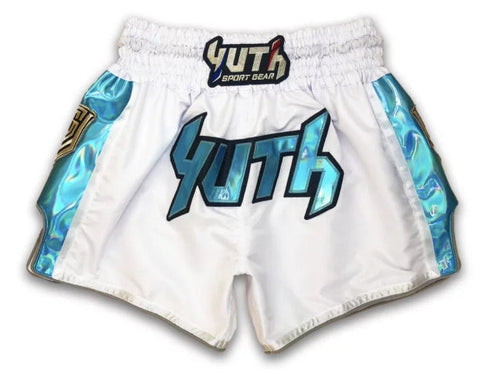 Yuth Hologram Muay Thai Shorts - White/Blue