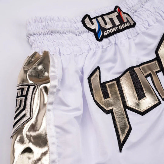 Yuth Hologram Muay Thai Shorts - White/Gold