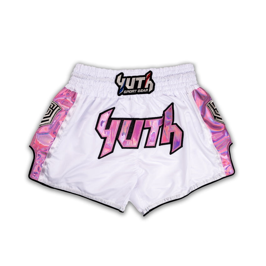 Yuth Hologram Muay Thai Shorts - White/Pink