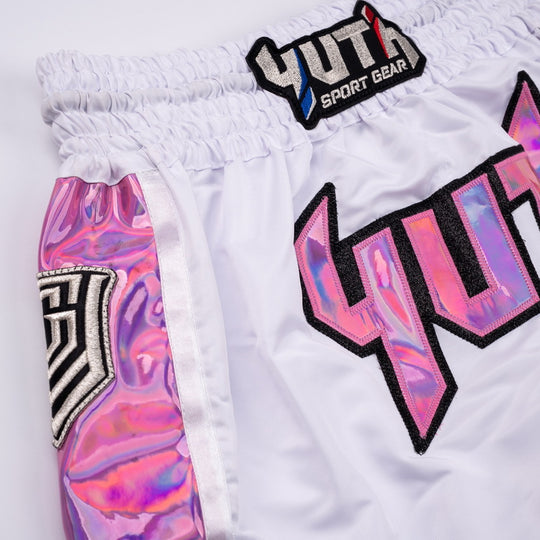 Yuth Hologram Muay Thai Shorts - White/Pink