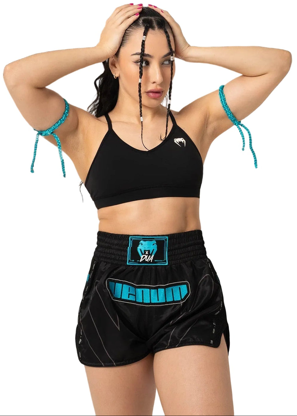 Venum x Dua Muay Thai Shorts - Black/Electric Blue