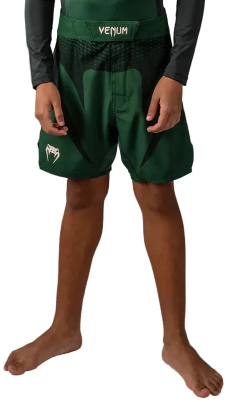 Venum Attack Kids Fightshorts - Forest Green/ Off White
