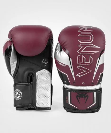 Venum Elite Evo Boxing Gloves - Burgundy/Silver