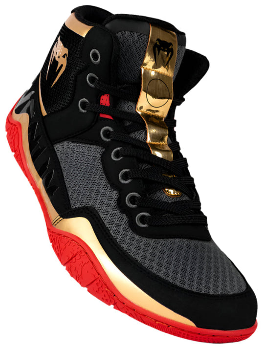 Venum Elite Wrestling Shoes - Black/Gold/Red
