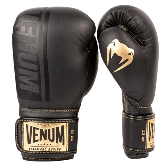 Venum Shield Pro Boxing Gloves Velcro - Black/Black-Gold