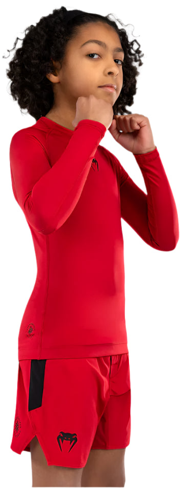 Venum Contender Kids Rashguards Long Sleeves - Cherry Red
