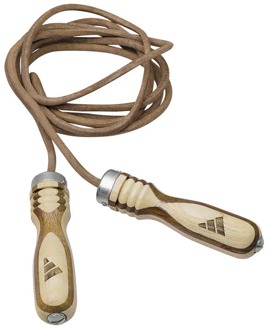 Adidas Leather Skipping Rope With Wooden Handles