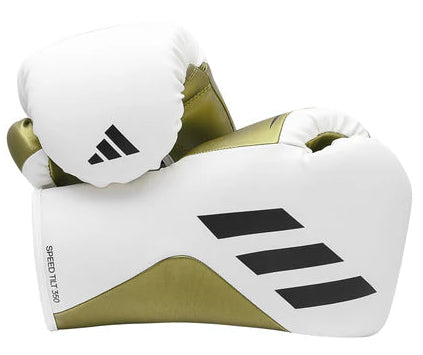Adidas Speed Tilt 350 Lace-Up Boxing Gloves - 16 oz - White/Gold