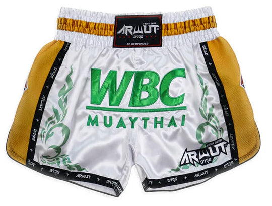 Arwut x WBC Limited Edition Muay Thai Shorts - White True Grit