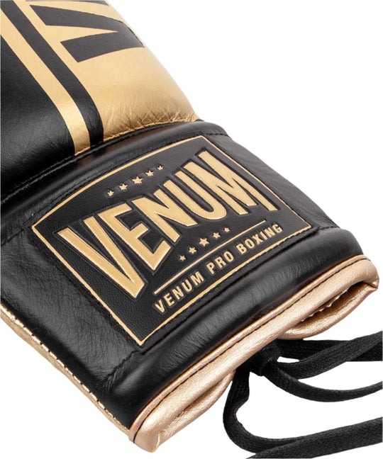 Venum Shield Pro Boxing Gloves - With Laces - Black/Gold