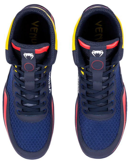 Venum Elite Wrestling Shoes - Blue/Yellow