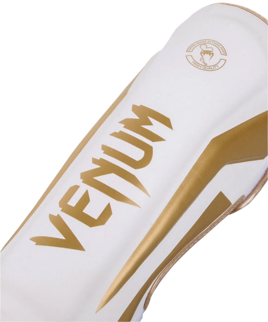 Venum Elite Standup Shin Guards - White/Gold