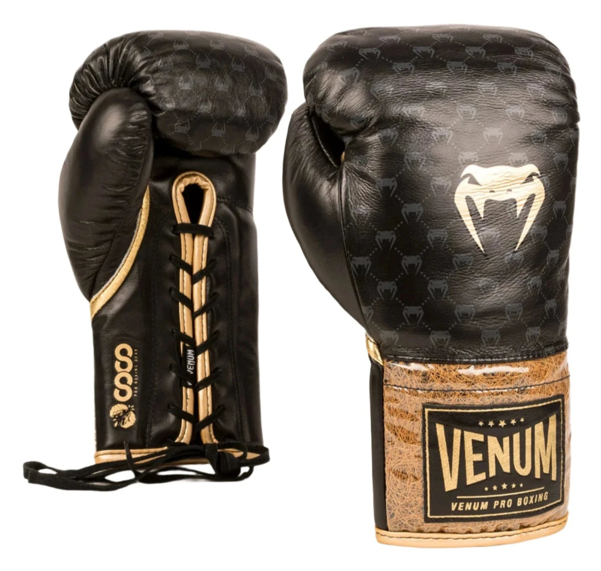 Venum Coco Monogram Pro Lace Up Boxing Gloves - Intense Black