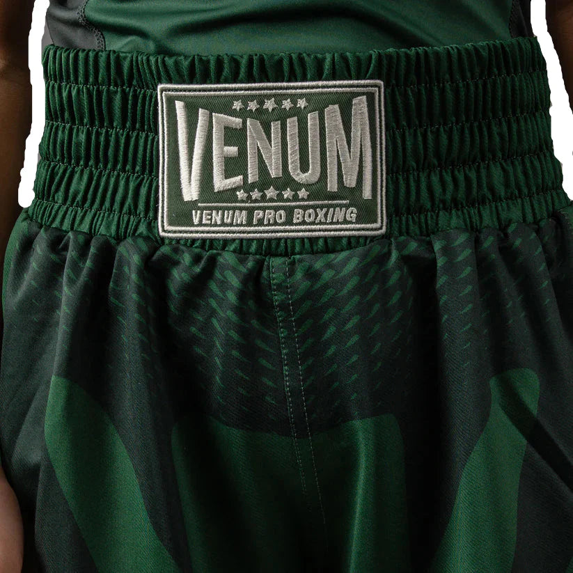 Venum Attack Kids Boxing Shorts - Forest Green/ Off White