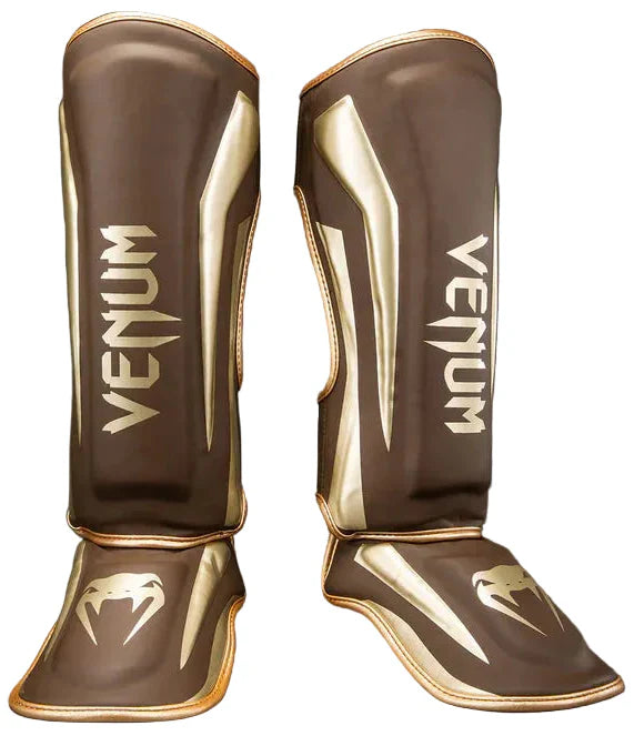 Venum Elite Shin Guards - Dark Brown