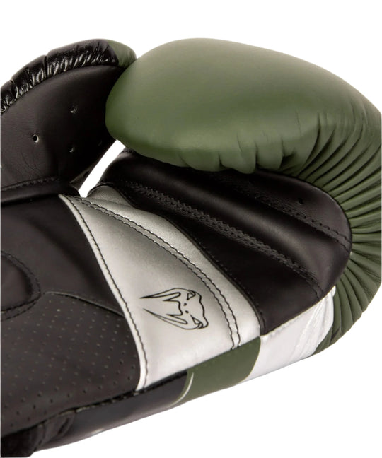 Venum Elite Evo Boxing Gloves - Khaki/Silver