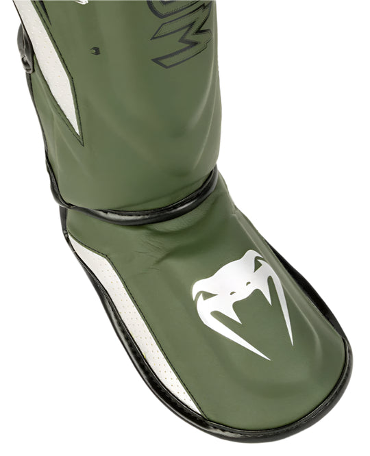 Venum Elite Evo Shinguards - Khaki/Silver