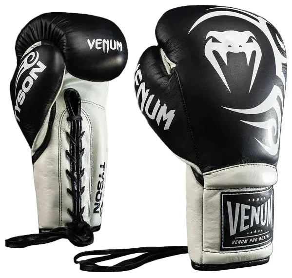 Venum Giant 2.0 Mike Tyson Pro Boxing Gloves with Laces - Deep Black/Optical White