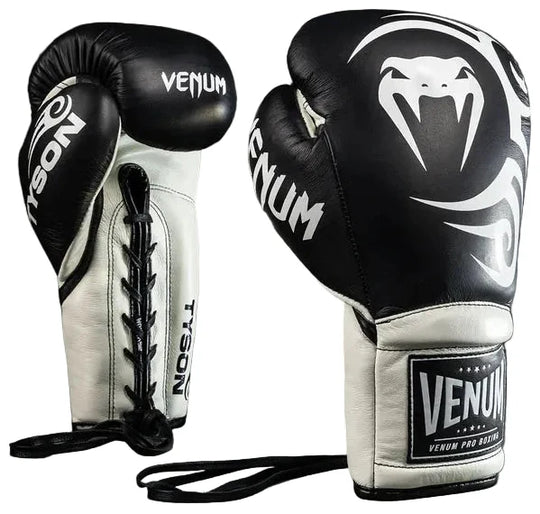 Venum Giant 2.0 Mike Tyson Pro Boxing Gloves with Laces - Deep Black/Optical White