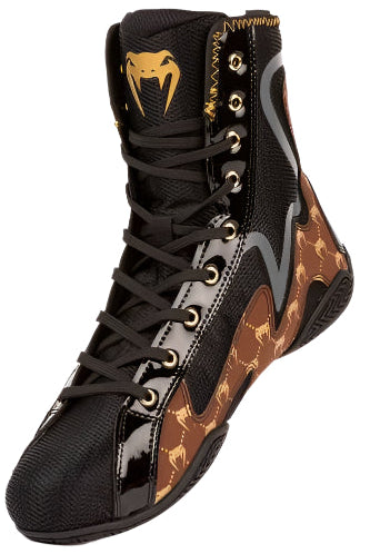 Venum Elite Evo Monogram Boxing Shoes – Black/Brown