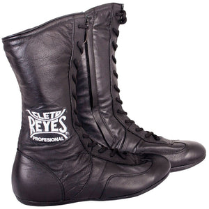 Cleto Reyes Leather High Top Boxing Shoes - Black