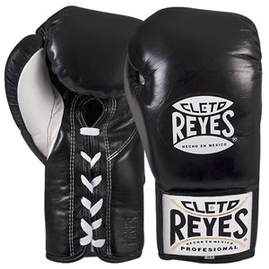 Cleto Reyes Official Professional Boxing Gloves - Black/White - 10 oz