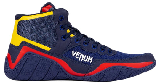 Venum Elite Wrestling Shoes - Blue/Yellow