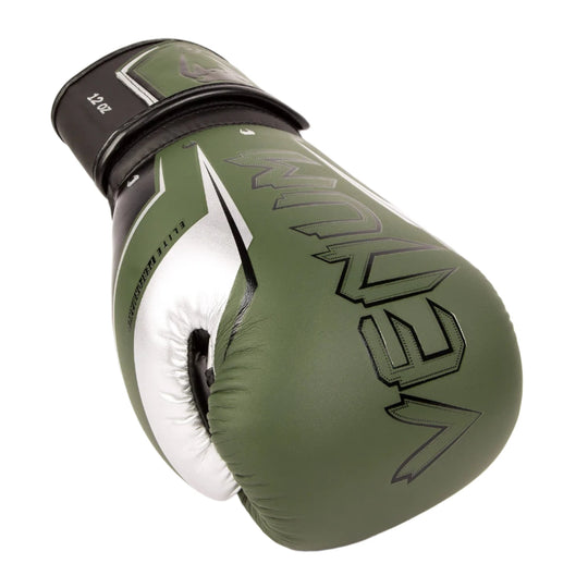 Venum Elite Evo Boxing Gloves - Khaki/Silver