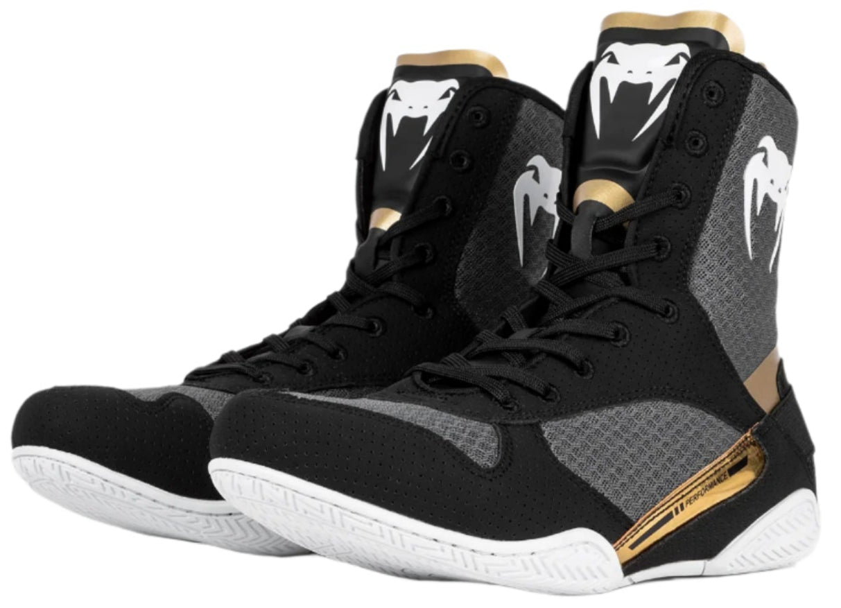 Venum Elite Boxing Shoes - Black/White/Gold