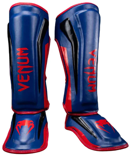 Venum Elite Shin Guards - Dark Blue/Red