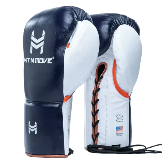 Hit N Move Horse Hair Suvari Boxing Gloves - Lace Up - Deep Blue