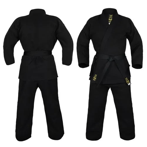 Morgan Yamasaki Gold Deluxe Brushed Canvas Karate Uniform - Black - 14Oz