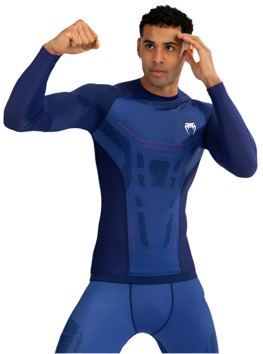 Venum Technical 3.0 Long Sleeve Rashguard - Night Blue