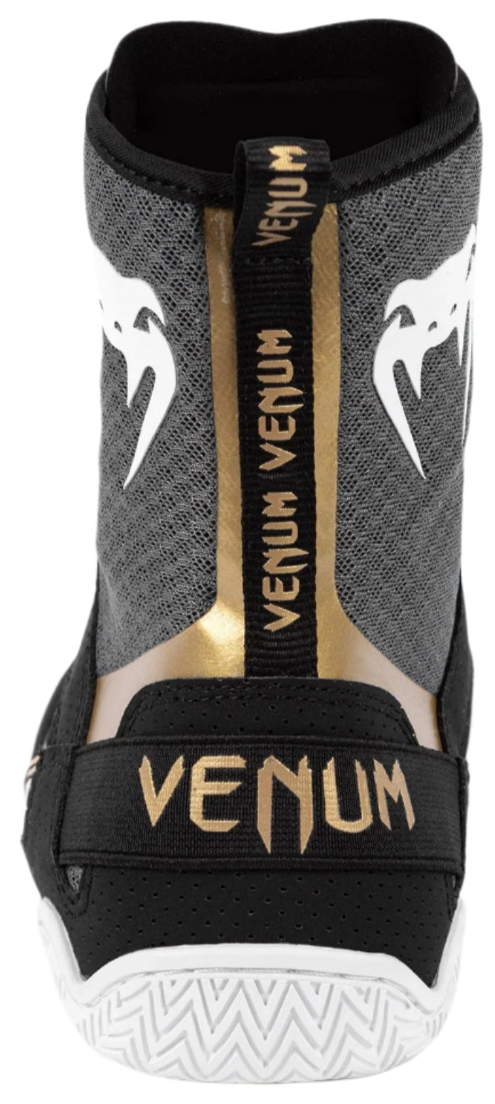 Venum Elite Boxing Shoes - Black/White/Gold