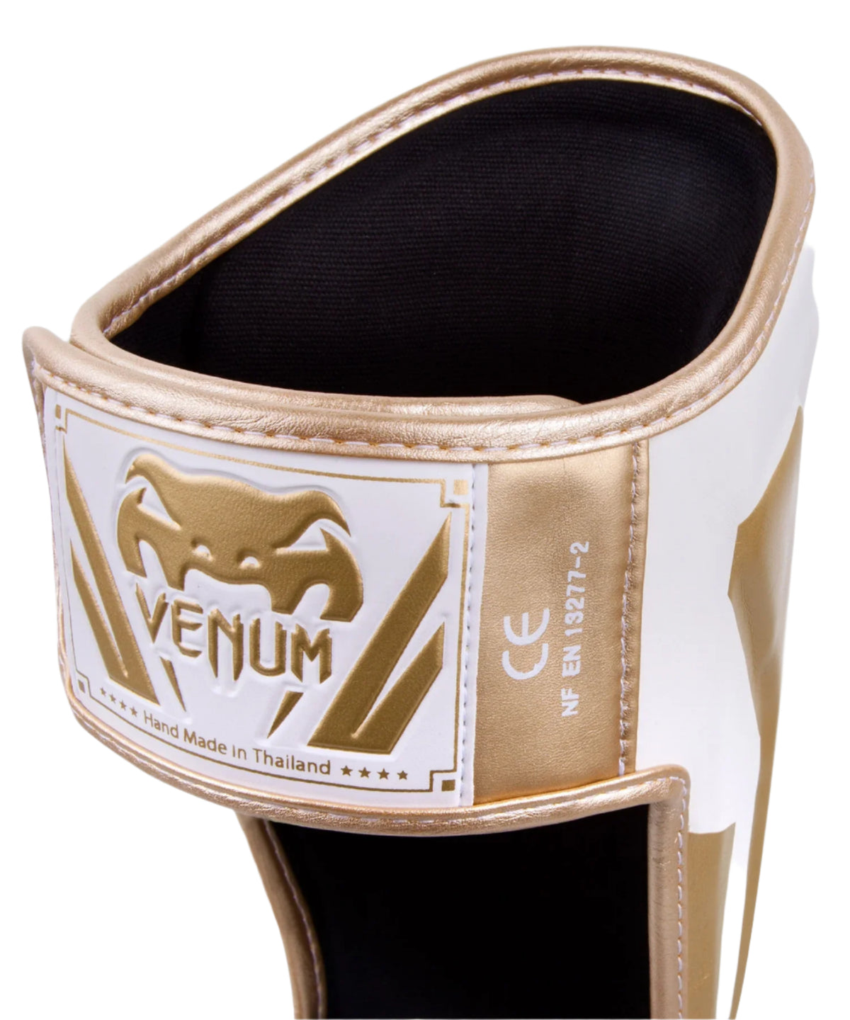 Venum Elite Standup Shin Guards - White/Gold