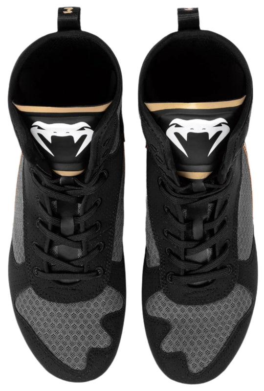 Venum Elite Boxing Shoes - Black/White/Gold
