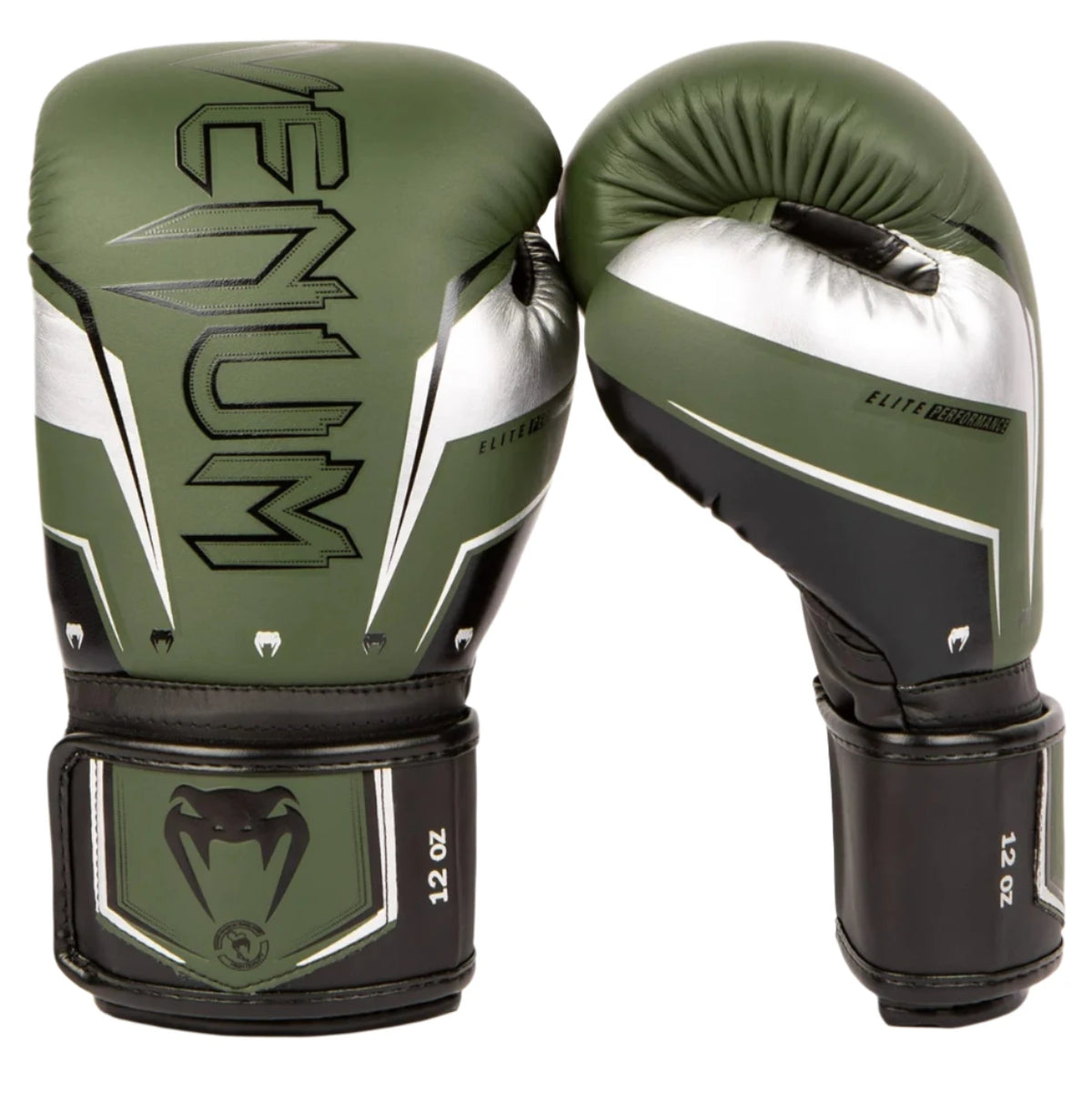 Venum Elite Evo Boxing Gloves - Khaki/Silver