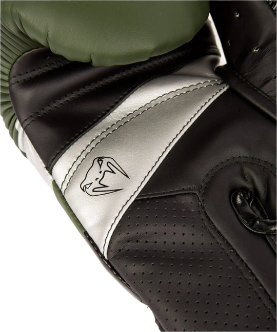 Venum Elite Evo Boxing Gloves - Khaki/Silver