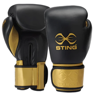 Sting Evolution Boxing Gloves - Black/Gold - 12Oz