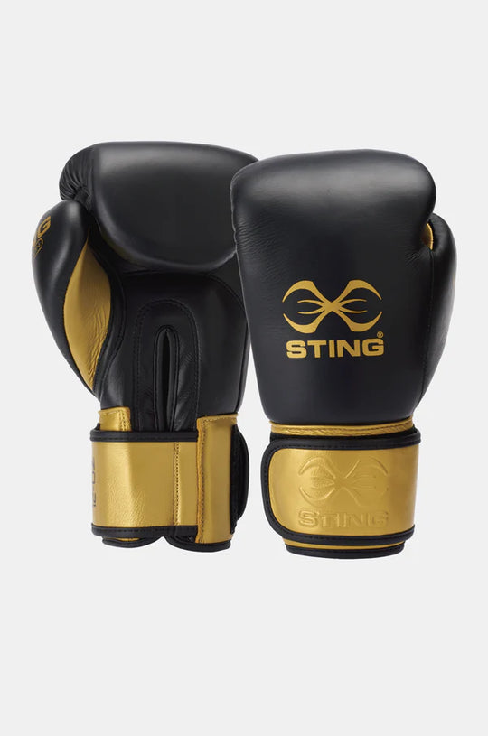 Sting Evolution Boxing Gloves - Black/Gold - 12Oz