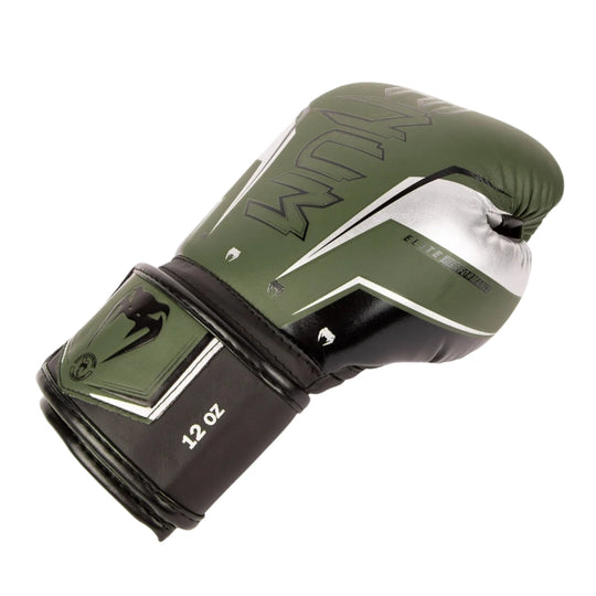 Venum Elite Evo Boxing Gloves - Khaki/Silver