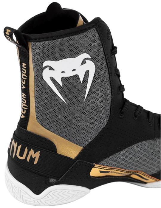 Venum Elite Boxing Shoes - Black/White/Gold